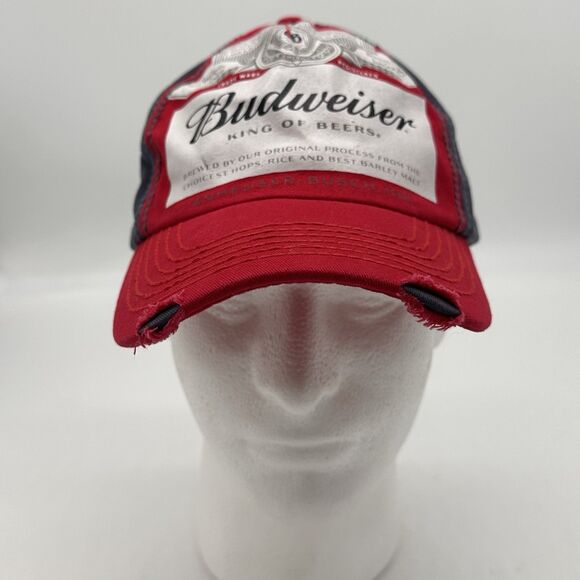 Budweister Distressed Baseball Cap King of Beers Low Profile Adjustable Strap - Picture 4 of 9